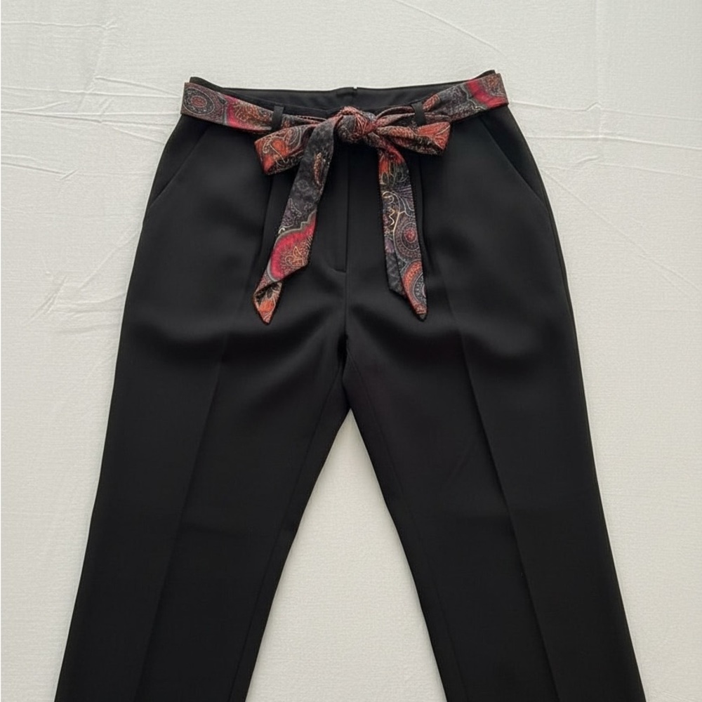 Jones New York Navy Pants with Paisley Accent
